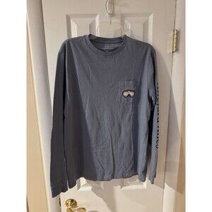 Vineyard Vines Men's Long Sleeve Ski Goggles Pocket T-shirt Sz M Blue Cotton